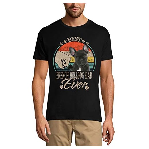 Ultrabasic Grafisk t-shirt för män bästa franska bulldog pappa någonsin – hundnäve tröja, djupsvart, XS