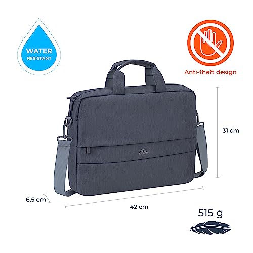 Image of RIVACASE Prater Anti theft Laptop bag 15.6 Inches Waterproof Compact Shoulder Bag for Notebooks Ultra Light Computer Bag for Women /Men /Travel /Business, Compatible with Laptop Macbook Pro 15.6 inch