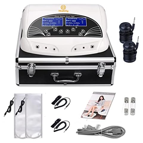 Healcity Ion Ionic Detox Foot Bath Machine Christmas Birthday Gifts Professional Chi Cleanse Cell Detoxification Foot SPA Negative Hydrogen System for Dual Users with Large Digital LCD 9x4.5cm Cover