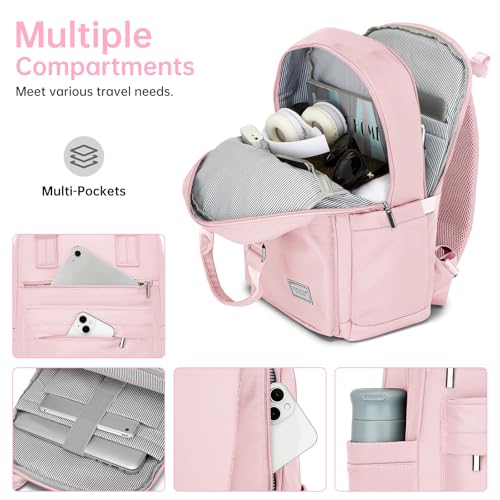 Image of Luggage Sets 5 Piece, Large Suitcase Set with Spinner Wheels, Carry on Luggage Set with Backpack for women (3 piece set,Pink)