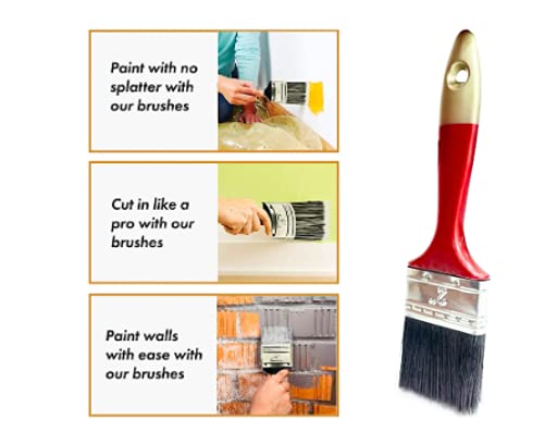DARIT 2" 6 PCS Artist Paint Brush Wash Brushes Gesso, Varnishes, Acrylic Painting, Watercolour, Wood, Wall, Furniture-Brush (2", 6) 3