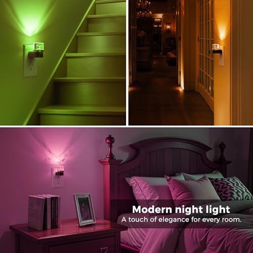 Image of L LOHAS LED Night Light, Night Lights Plug into Wall, Color Changing Nursery Nightlight RGB with Dusk to Dawn Sensor, Nightlight Plug in Wall for Halloween, Christmas, Holiday, Hallway Bedroom Kids