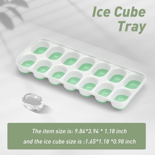 Image of ChefAide 2 Pack Ice Cube Tray, Silicone Ice Cube Trays for Freezer with Lid