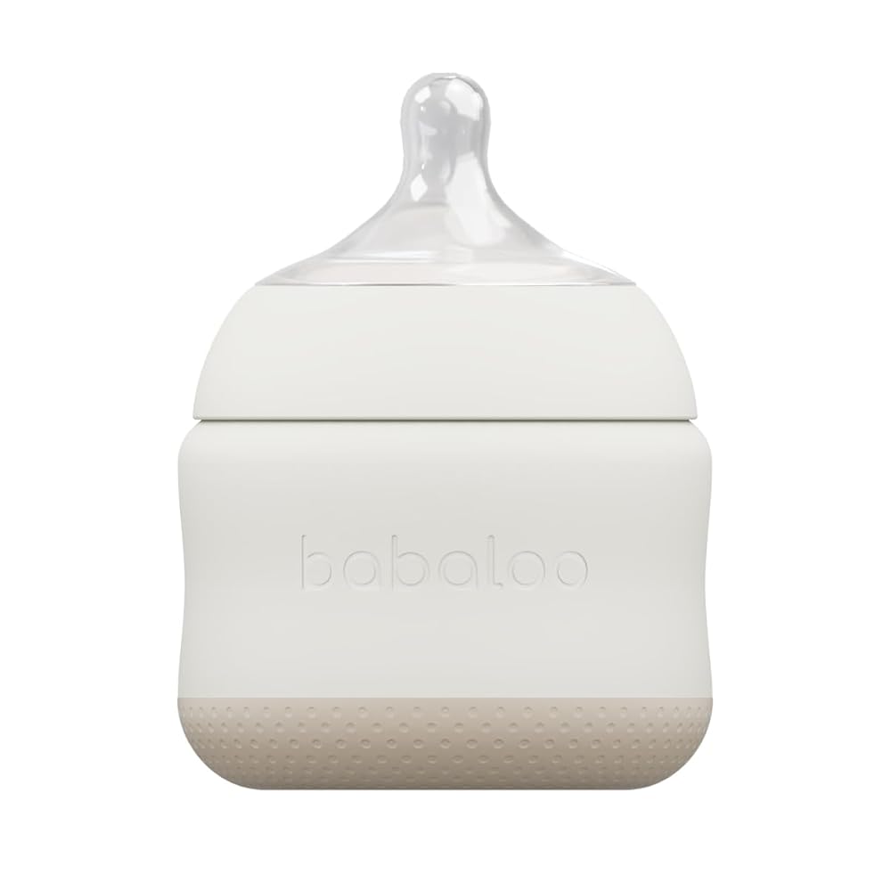 Babaloo Baby-Led Silicone Baby Bottle, Airless, Anti-Colic, 8oz Creme 1pk