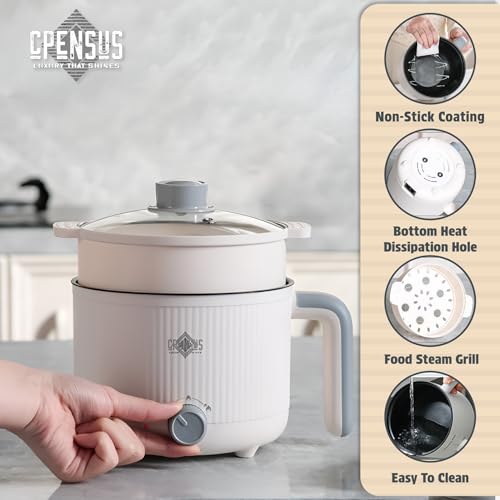 Mini multipurpose electric kettle with steamer 1.2 Liters inner pot Non-stick hotpot cooker for cooking hot water rice idli momos tea 600W Portable Travel | Glass — photo 6