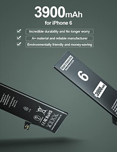 Zmnt （3900Mah） Battery For Iphone 6, (Model:a1586,A1589,A1549) High Capacity Than Others Replacement Battery With Complete Repair Tool Kit And Instructions.1 #TOP3