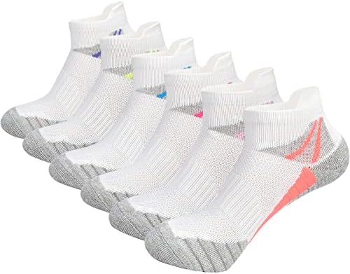 J.WMEET Womens Ankle Socks Athletic Cushioned Breathable Performance Sport Tab Cotton Quarter Women's Running Socks 6 Pack