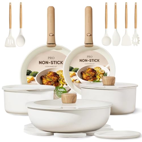 Image of CAROTE 21pcs Pots and Pans Set Non Stick, Cookware Set Detachable Handle