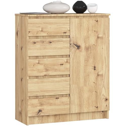 AKORD Kommode K-100 avec 1 Portes et 5 Tiroirs | pour Le Salon Chambre à Coucher | Moderne |...