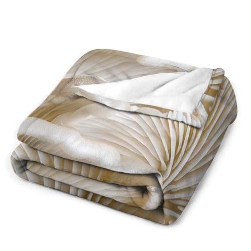 Couverture flanelle champignons blancs | Plaid canapé douillet d'automne - 4