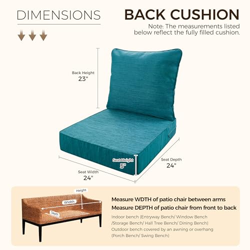 Image of Art Leon Outdoor Patio Cushion 24 inchx 24 inch Outdoor Seat Cushions 30D High Density Foam Patio Chair Cushions with Non-Slip Backing Patio Cushions for Patio Furniture Porch Swing Garden Bench