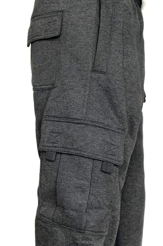 Image of Men's Cargo Sweatpants Casual Fleece Joggers Loose Fit Open Bottom Athletic Pants for Men with Pockets