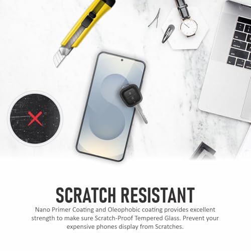 Image of SupCares Tempered Glass for Samsung Galaxy S25 (6.2 Inch) With Installation Kit | Military-Grade Gorilla Screen Protector | Edge to Edge Coverage | Black