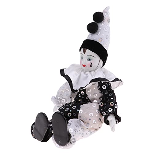 Muñeco payaso 23 cm porcelana y tela decoración miniatura 6