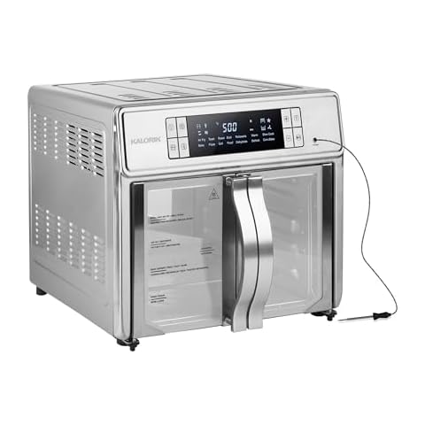Kalorik Air Fryer Oven MAXX Series 26-Quart Flex Trio with Digital Controls Easy-View Door and 14 Cooking Presets, Converts into Dual 13 Quart Air Fryers, 1700-Watts, Stainless Steel Cover