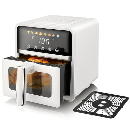 Air Fryer 5L Écran tactile numérique avec 8 menus prédéfinis, four chaud 1400w, acier inoxydable antiadhésif, fenêtre de visualisation