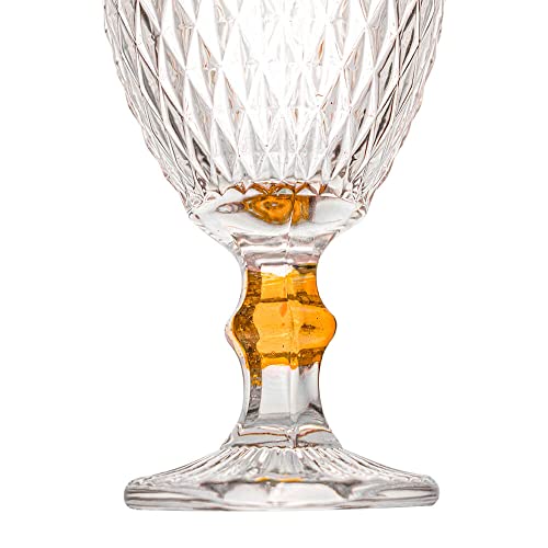 Jogo de Taças de Vidro Bico de Abacaxi Transparente Luxo Amarela - Casambiente