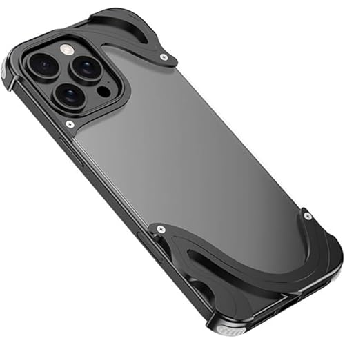 É adatta per iPhone custodia protettiva con delfino in metallo senza cornice anti-caduta ad alta definizione trasparente sul pannello posteriore nero 16Promax