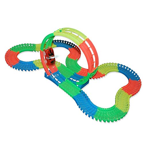 Circuit Grand Looping Lightning Speedy, Flexible modulable avec 150 Rails luminescents et 1 SUV Lumineux - Vu à la TV