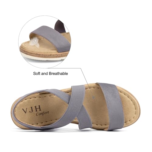 Image of VJH confort Women's Flat Sandals, Comfort Slip-on Elastic Ankle Strap Slingback Light Weight Casual Walking Sandals