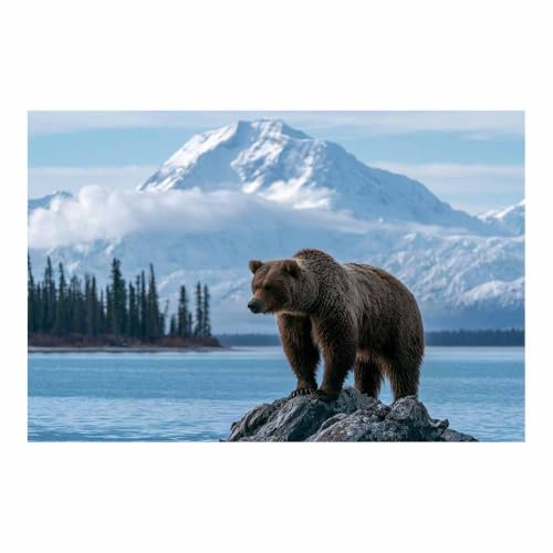 Toile animal ours grand format pour habiller un mur vide deco moderne de bureau