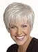 Emmor Short Silver Grey Human Hair Wigs for Women Blend Pixie Cut Wig With Bang Light Weight,Natural Daily Use Hair (Color 101#)