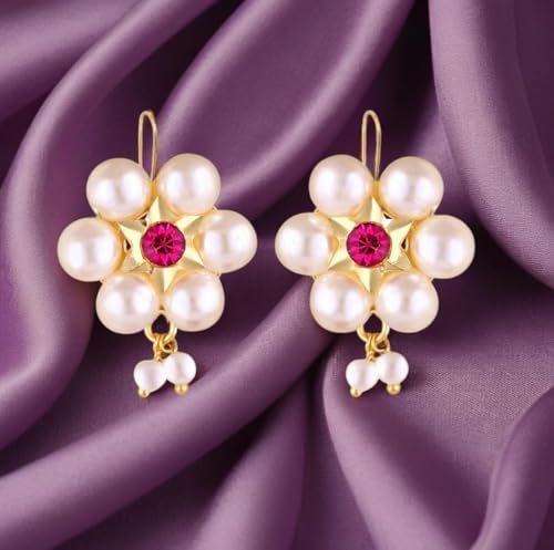 Image of VAMA FASHIONS 18K Gold Plated Anti Tarnish Half Moon Peacock Shape Traditional Maharashtrian Press on Bugadi Upper Ear Clip on Earrings For Women & Girls
