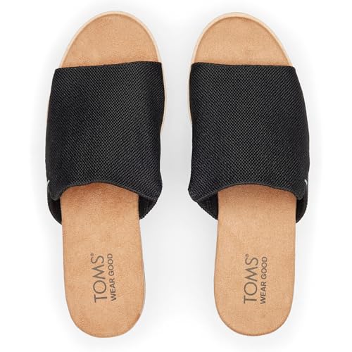 Image of TOMS Women's Diana Mule Wedge Sandal, Textile Upper, CloudBound Insole, Black Heavy Canvas, 6