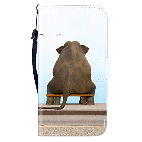 Sunrive Funda para Meizu M2 Note, Cuero Artificial Sintético Protectiva Carcasa Resistente Cierre Magnético,en Folio,Soporte Plegable(W8 Elefante) + 1x Lápiz óptico