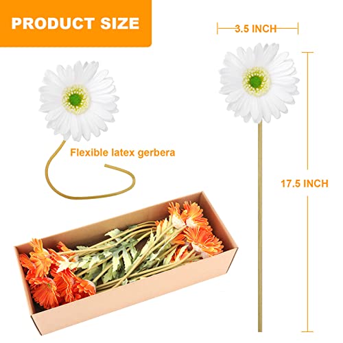 Zshcong 24Pcs Gerbera Daisies Flowers 17.5”Length Real Touch Pu Fake Flowers Odorless Gift Box Package For Home Decorations Centerpieces Arrangement Wedding Bouquet (Yellow) #TOP2