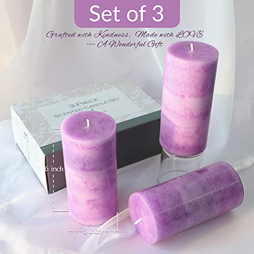 Crystal Club Lavender Scented Pillar Candles, Set Of 3 Tall 3X6 Inch Candles Rustic Purple, Clean Burning And Dripless Candle Lights, For Home Decor, Wedding, Party Decorations Lilac Candle #TOP6