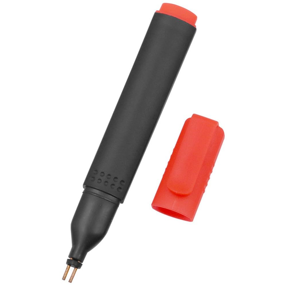 Leitfähiger Erdungsprüfer Stift zur Prüfung der elektrischen Durchgängigkeit von geerdeten Produkten - 124 x 18 mm, Kunststoffgehäuse, inklusive 3 LR41-Batterien, Schwarz & Rot