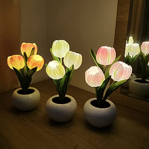 Lizhoumil Led Table Lights,Led Simulation Tulip Night Light With Vase,Table Lamp Ornaments For Home Living Room Desktop Decor For Home Decor, Table Centerpieces, Night Lamp, Gift Idea Pink #TOP5