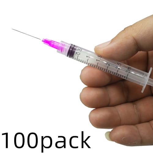 Image of 100 Pack 3ml Lab Sample Syringe with 18Gauge 1.5 Inch Liquid Measuring Refilling Tool, Individual Package