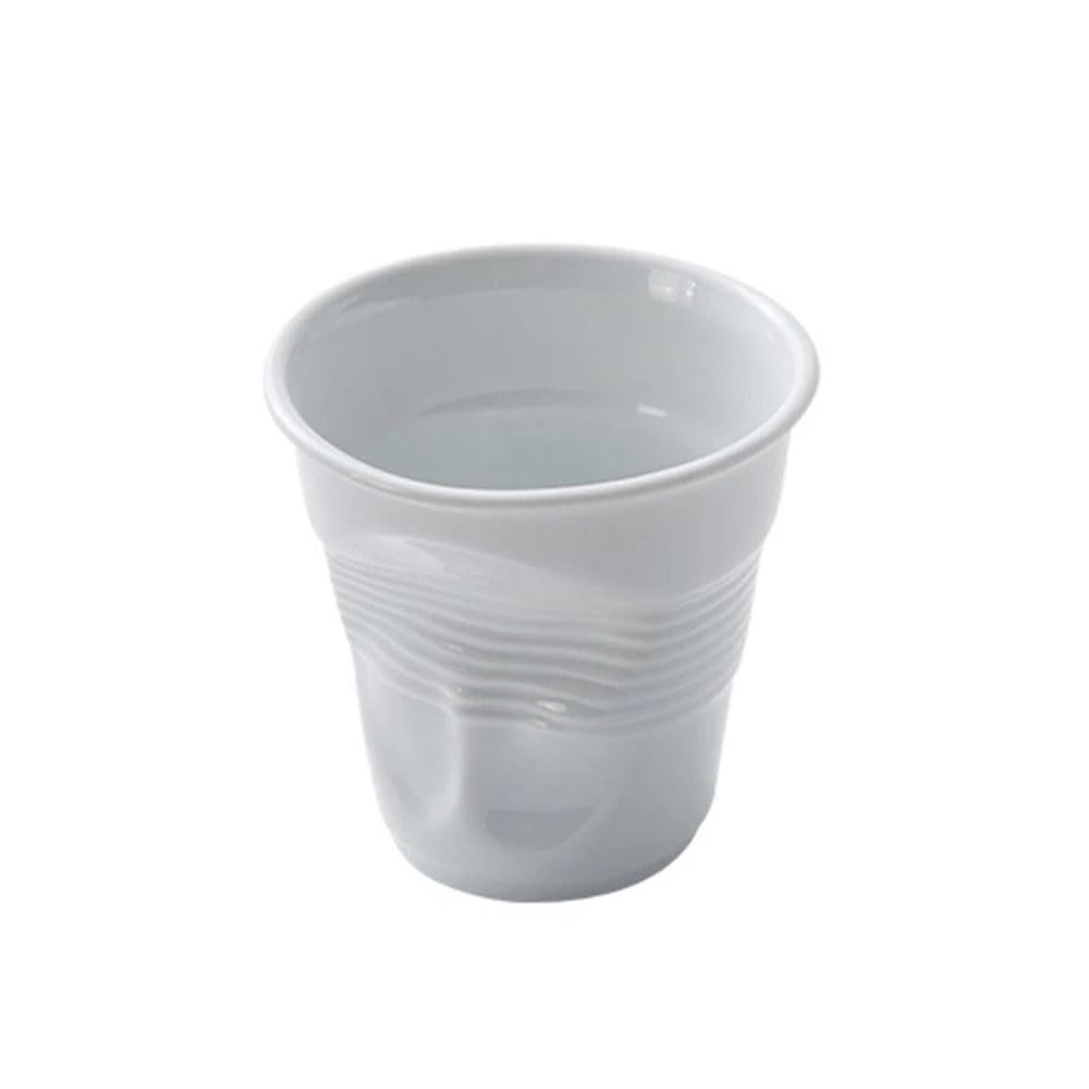 RabyLeo Unique Ceramic Mug Inspired by Crumpled Paper Cup Design，Artistic & Irregular Shape, Perfect for Coffee, Tea, and Hot Beverages，Ideal for Home, Office (White, Small)