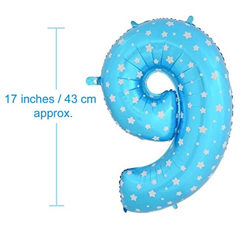 Image of AMFIN 17 inch 9 Number Foil Balloon, Birthday Decoration Items [Helium Supported] - Blue