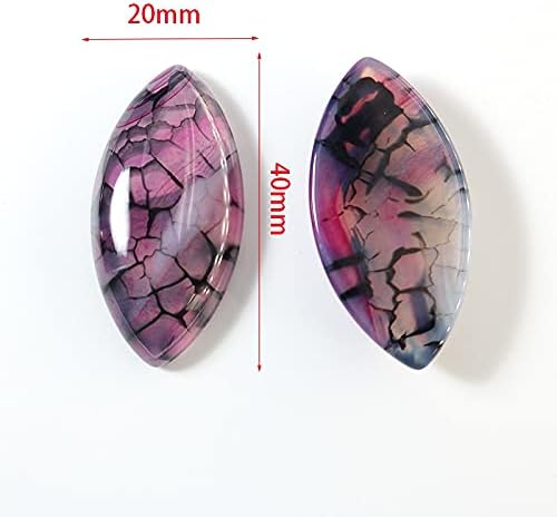 Charms Marquise Cabochons Stone Purple Dragon Veins Agates Beads Stone for Women Jewelry Making 20x40mm 10PCS - (Item Diameter: 10pcs)