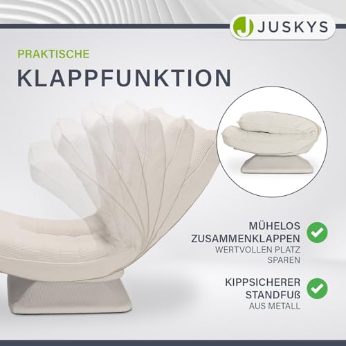 Juskys Relaxsessel Korsika - Ergonomisch & 360° drehbar, klappbar mit 5-lagiger Polsterung - Gemütlicher Cord Sessel für Wohnzimmer - Beige