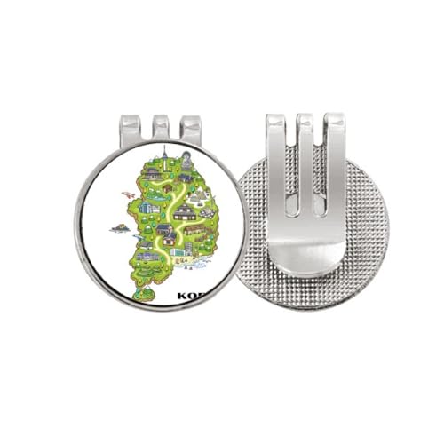 Marqueur de balle de golf avec clip magnétique carte monuments Corée