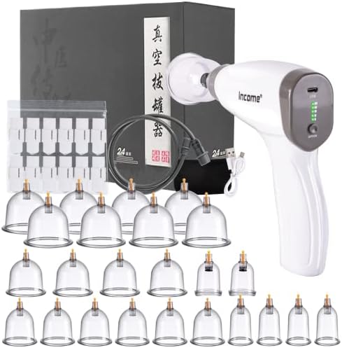 CAMXTOOL Electric Cupping Theraphy Set 24 Cups, Professional Cupping Set with Pump, Vaccum Cupping Suction Cups Massager, Gifts Massage Cupping Set for Body Massage Relieve Neck Back Pain