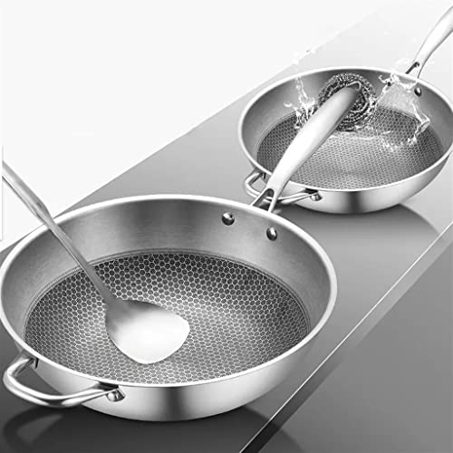 Wok de acero inoxidable 34 cm antiadherente sin recubrimiento miniatura 4