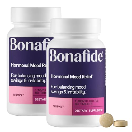 Image of Bonafide Hormonal Mood Relief for Women Serenol - Hormone-Free, Clinically Studied - Helps Relieve Hormonal Mood Swings, Irritability & PMS Bloating - 2-Month Supply