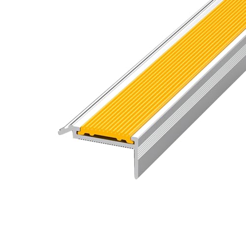 Nez d'escalier aluminium jaune profilé L 900x60x26mm avec caoutchouc