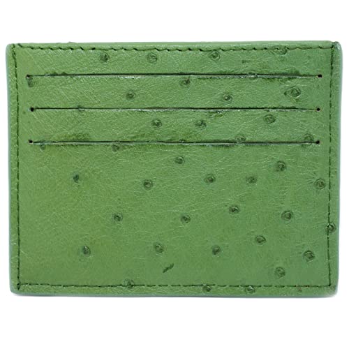 Real Ostrich Skin Handmade ID CardHolders Wallet For Men And Women (Green)3