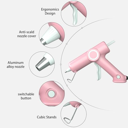 HHYSSG Klebepistolen 20W Heißklebepistole mit 30 Heißklebesticks Geeignet für Kleine Heimwerkerprojekte und Schnelle Reparaturarbeiten im Büro (Rosa)