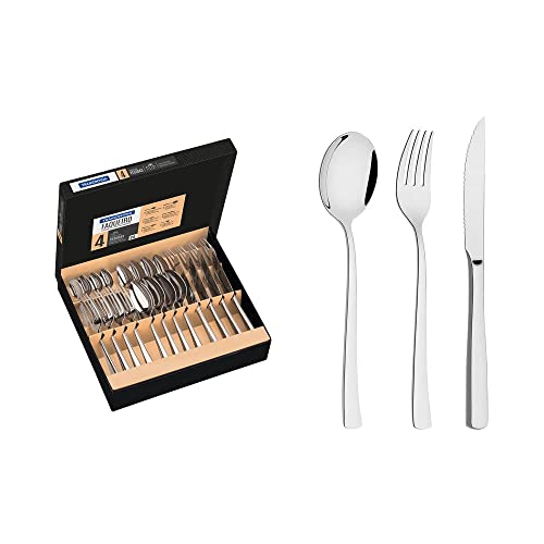 Faqueiro Tramontina Berlin Brilho em Aço Inox com Facas para Churrasco Forjada Acabamento Alto Brilho 24 Peças