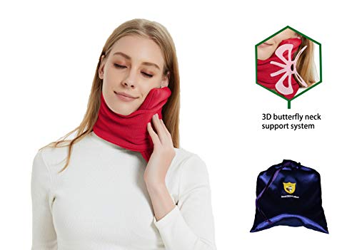 FOXSEON Travel Pillow and Multifunctional Scarf, 3D Butterfly Neck Support Pillow for Airplane