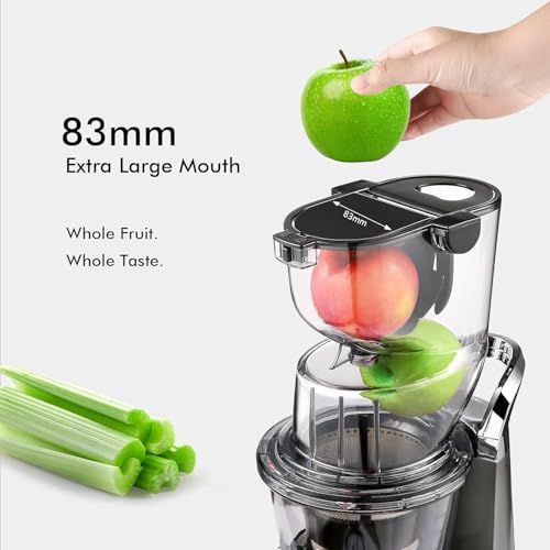 Image of SiFENE Cold Press Juicer Machines, Big Mouth 83mm Opening Whole Slow Masticating Juicer, High Yield, Non-BPA (Gray)