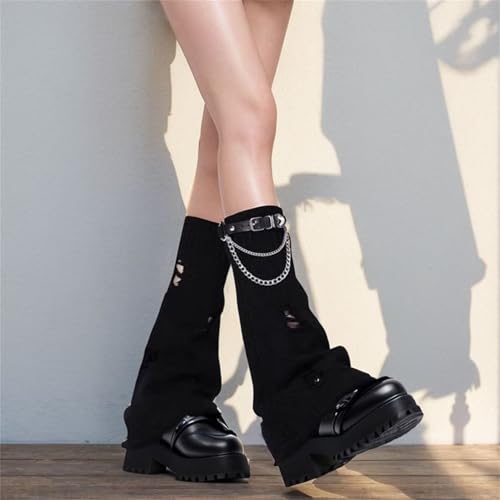 Goth Knitted Leg Warmers for Women Y2k Cute Alt Rave Long Punk Scene 5