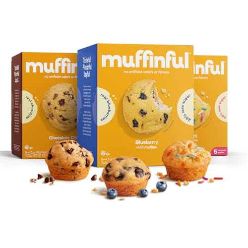 Muffinful Mini Muffins Variety Pack – Bakery Fresh Bite-Sized Treats – 60 Muffins Total (15 Packs of 4) – Less Sugar, Nothing Artificial, Individually Wrapped